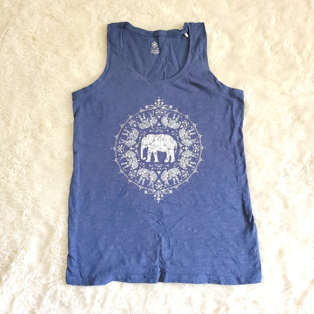 Gaiam Elephant Smal. Women's Tank Top Blue White.